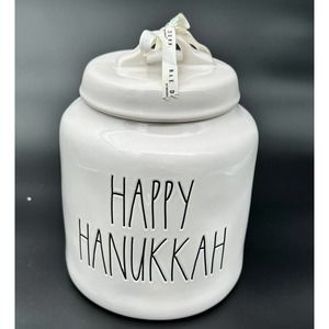 Rae Dunn 8" Happy Hanukkah Canister FAST SHIP! Great Gift! NEW